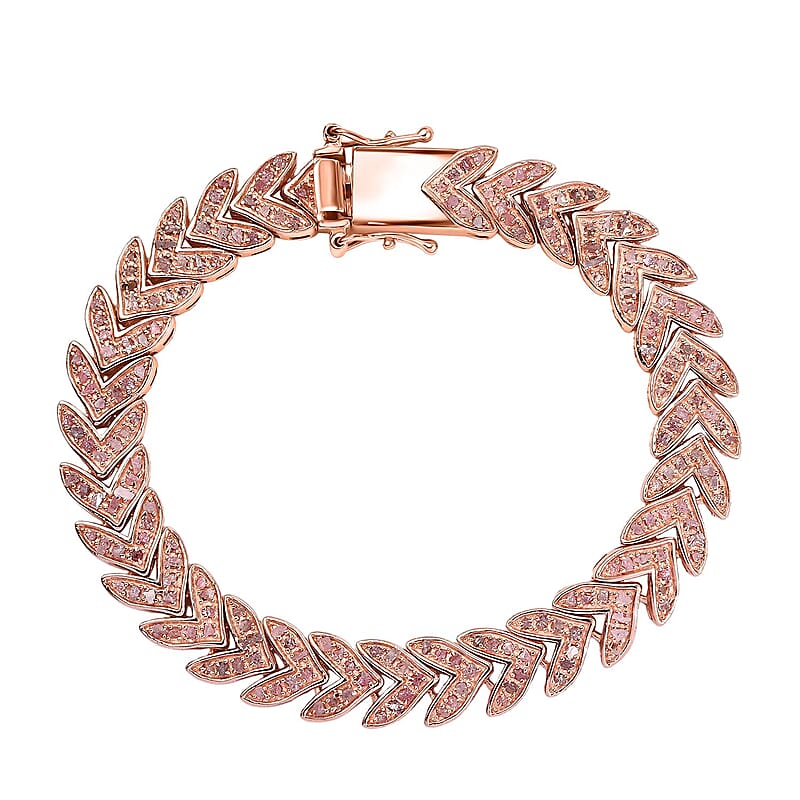 D'Joy Uncut Natural Pink Diamond 1.50 ctw Arrow Link Bracelet in 18K Vermeil Rose Gold Over Sterling Silver (6.50 In)