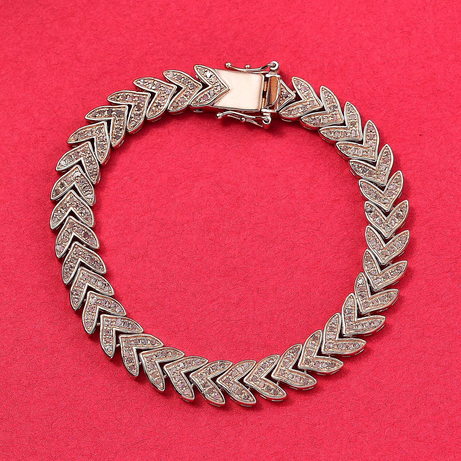 D'Joy Uncut Natural Pink Diamond 1.50 ctw Arrow Link Bracelet in 18K Vermeil Rose Gold Over Sterling Silver (6.50 In)