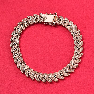 D'Joy Uncut Natural Pink Diamond 1.50 ctw Arrow Link Bracelet in 18K Vermeil Rose Gold Over Sterling Silver (6.50 In)