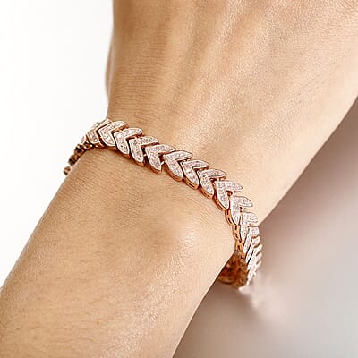 D'Joy Uncut Natural Pink Diamond 1.50 ctw Arrow Link Bracelet in 18K Vermeil Rose Gold Over Sterling Silver (6.50 In)