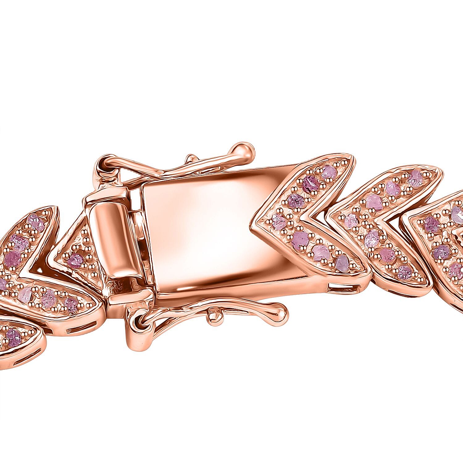 D'Joy Uncut Natural Pink Diamond 1.50 ctw Arrow Link Bracelet in 18K Vermeil Rose Gold Over Sterling Silver (6.50 In)