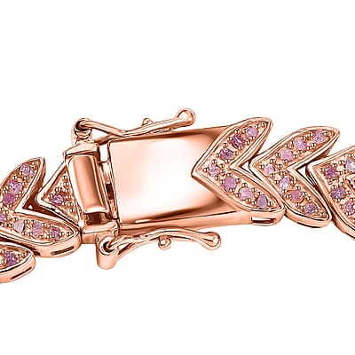 D'Joy Uncut Natural Pink Diamond 1.50 ctw Arrow Link Bracelet in 18K Vermeil Rose Gold Over Sterling Silver (6.50 In)