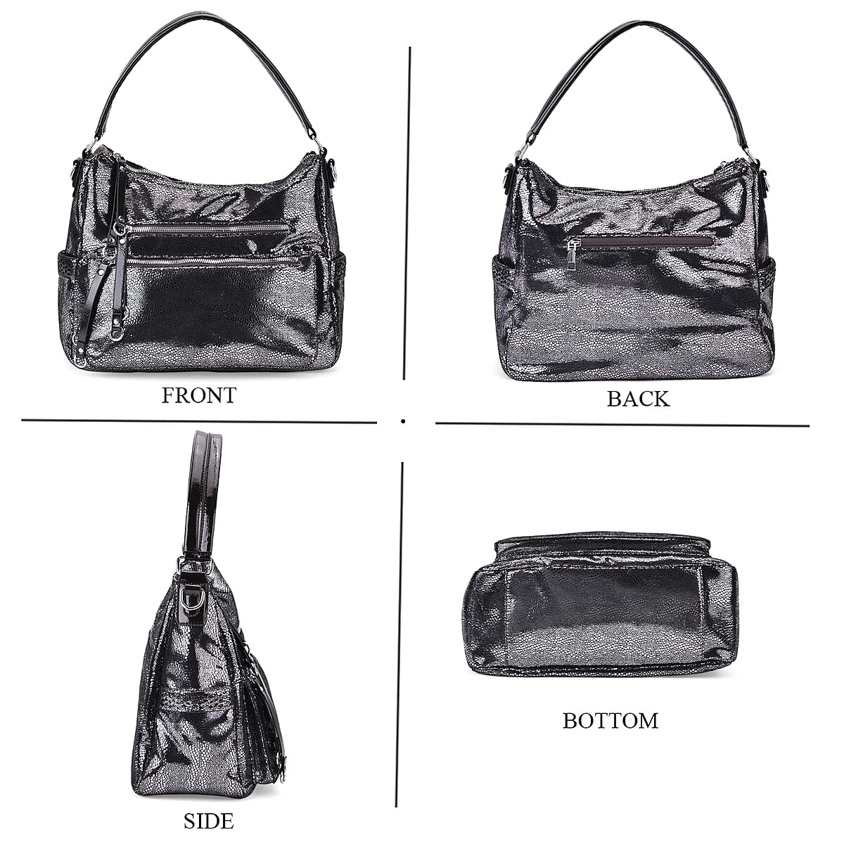 Khaki Dark Purple Faux Leather Crossbody Bag with Shoulder Strap image number 4