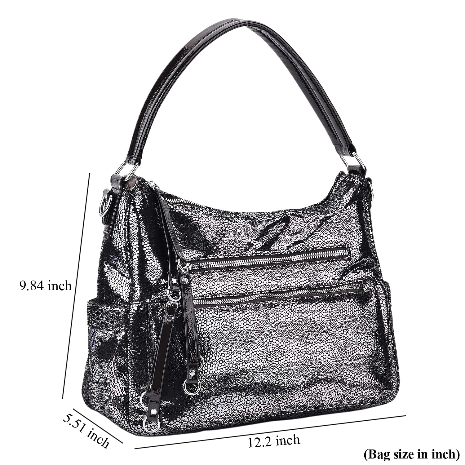 Khaki Dark Purple Faux Leather Crossbody Bag with Shoulder Strap