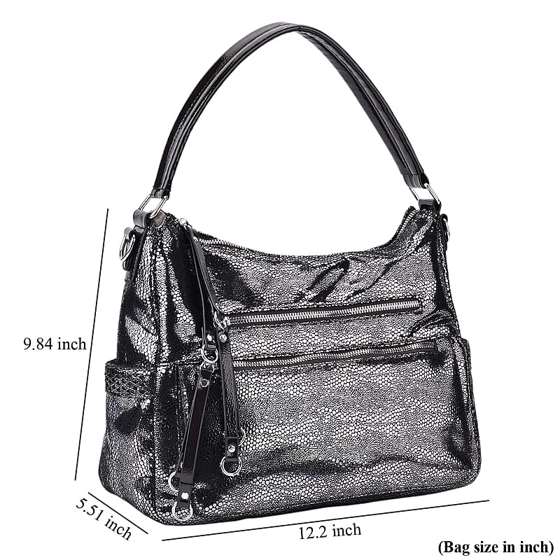Dark Purple Faux Leather Crossbody Bag with Shoulder Strap