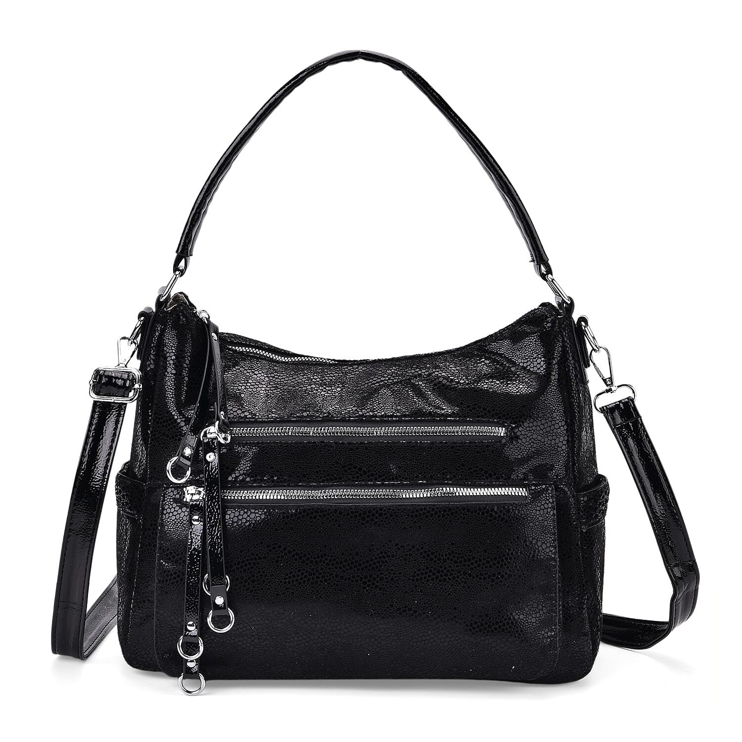 Khaki Dark Purple Faux Leather Crossbody Bag (12.2"x5.51"x9.84) with Shoulder Strap