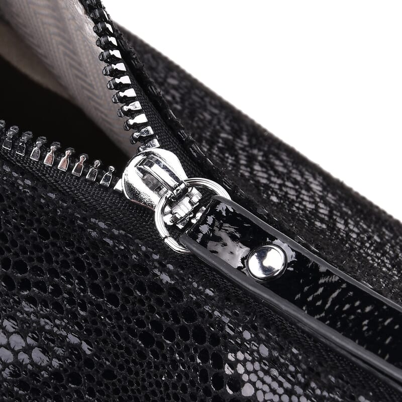 Black Faux Leather Crossbody Bag with Shoulder Strap