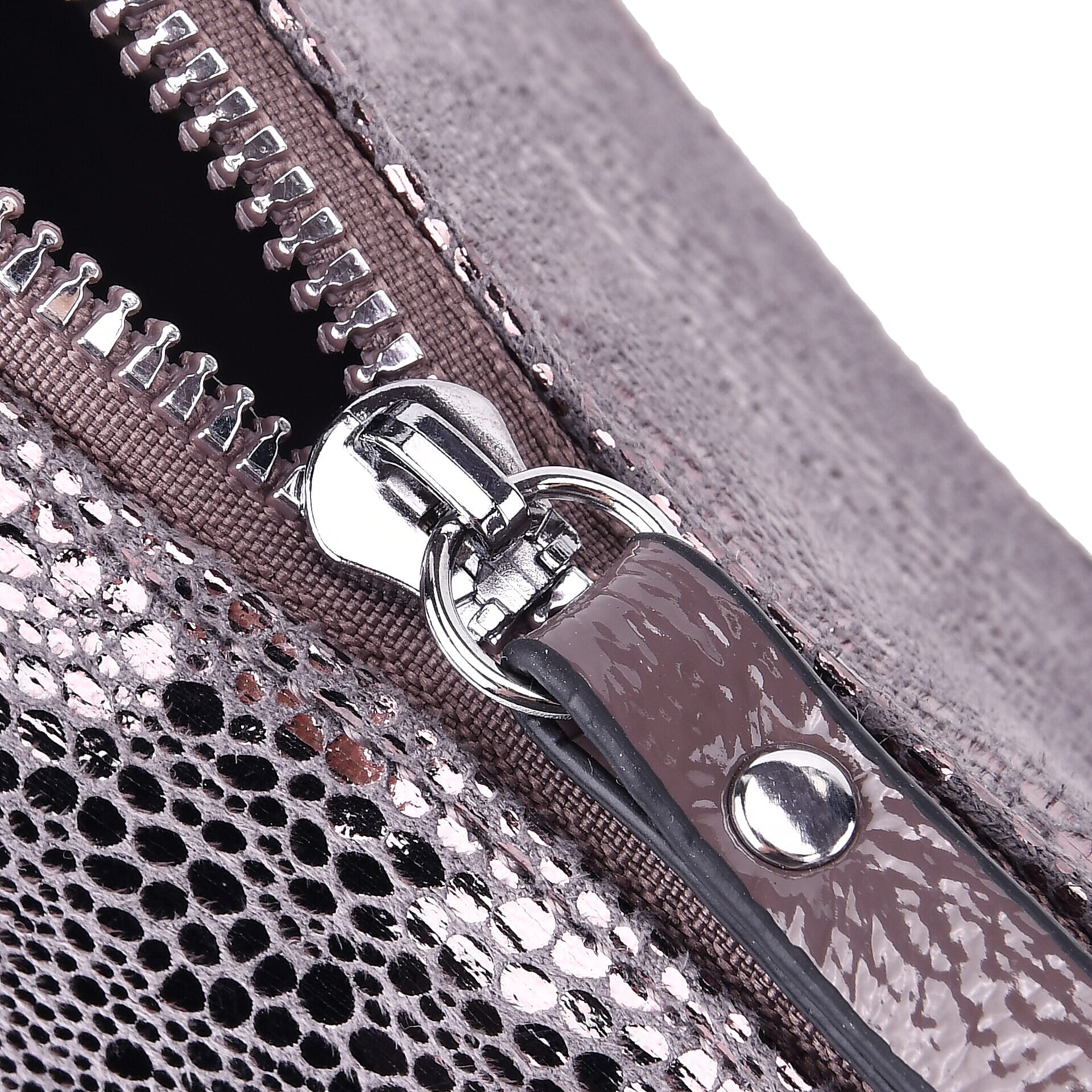 Khaki Shiny Faux Leather Crossbody Bag with Shoulder Strap