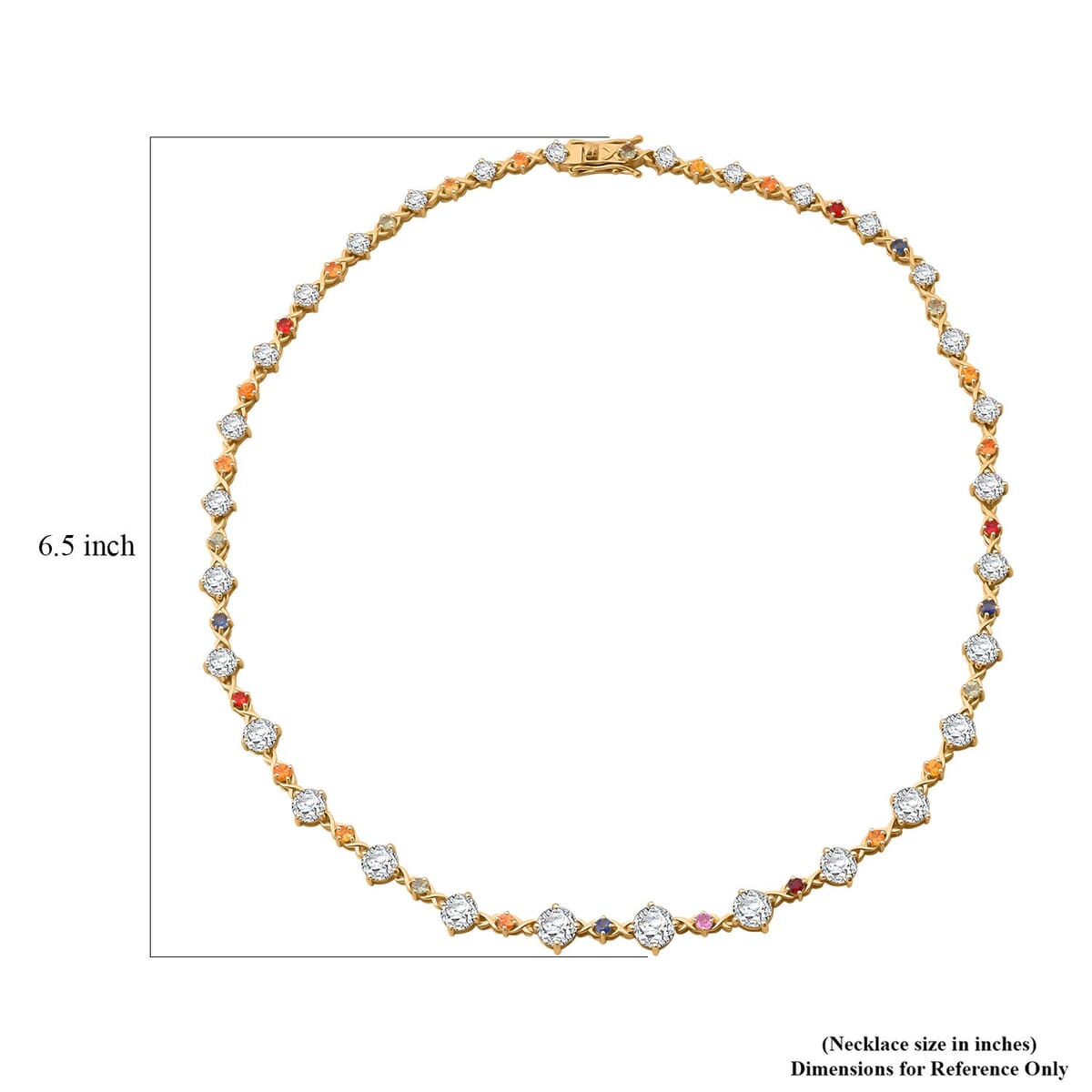 Moissanite and Multi Sapphire 21.30 ctw Art Deco Necklace in Vermeil Yellow Gold Over Sterling Silver 18 Inches image number 4