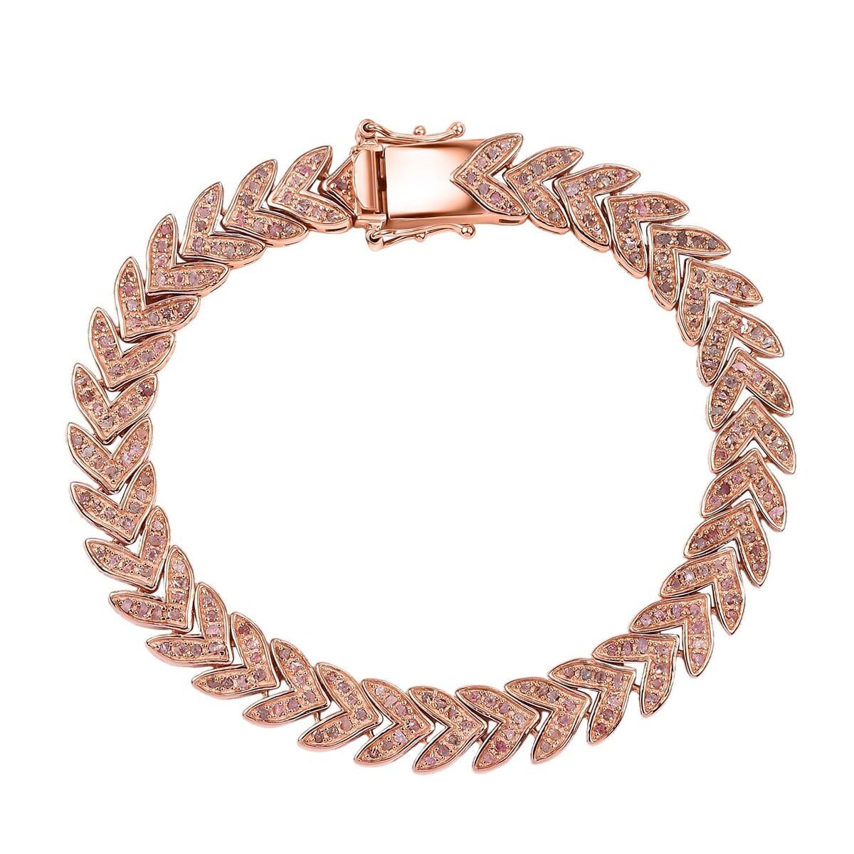 Uncut Natural Pink Diamond 1.60 ctw Arrow Link Bracelet in 18K Vermeil Rose Gold Over Sterling Silver (7.25 In) image number 0