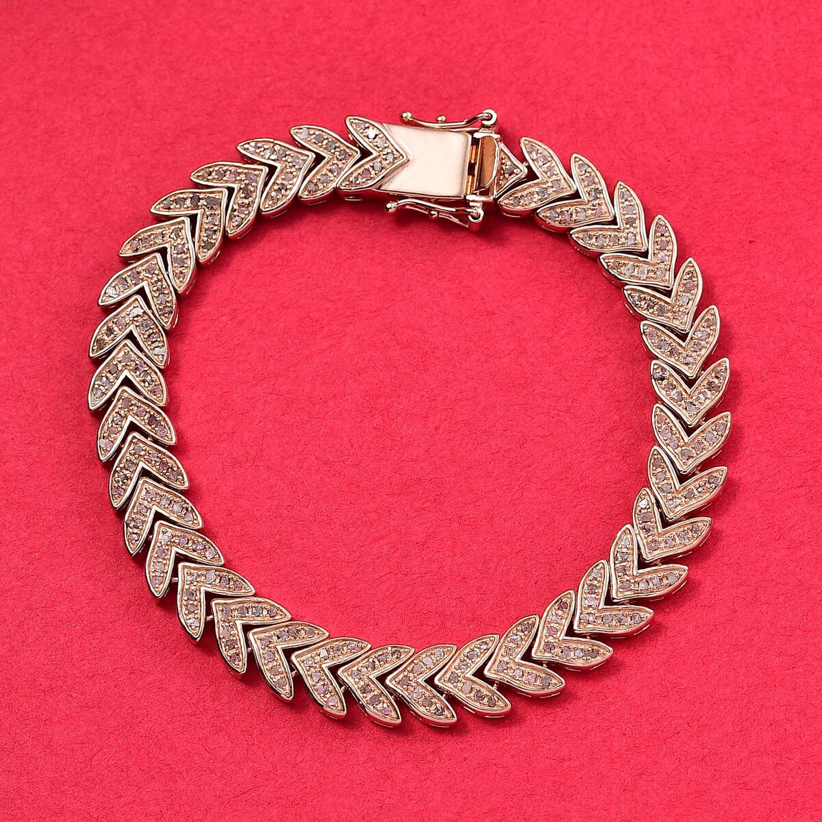 Uncut Natural Pink Diamond 1.60 ctw Arrow Link Bracelet in 18K Vermeil Rose Gold Over Sterling Silver (7.25 In) image number 1