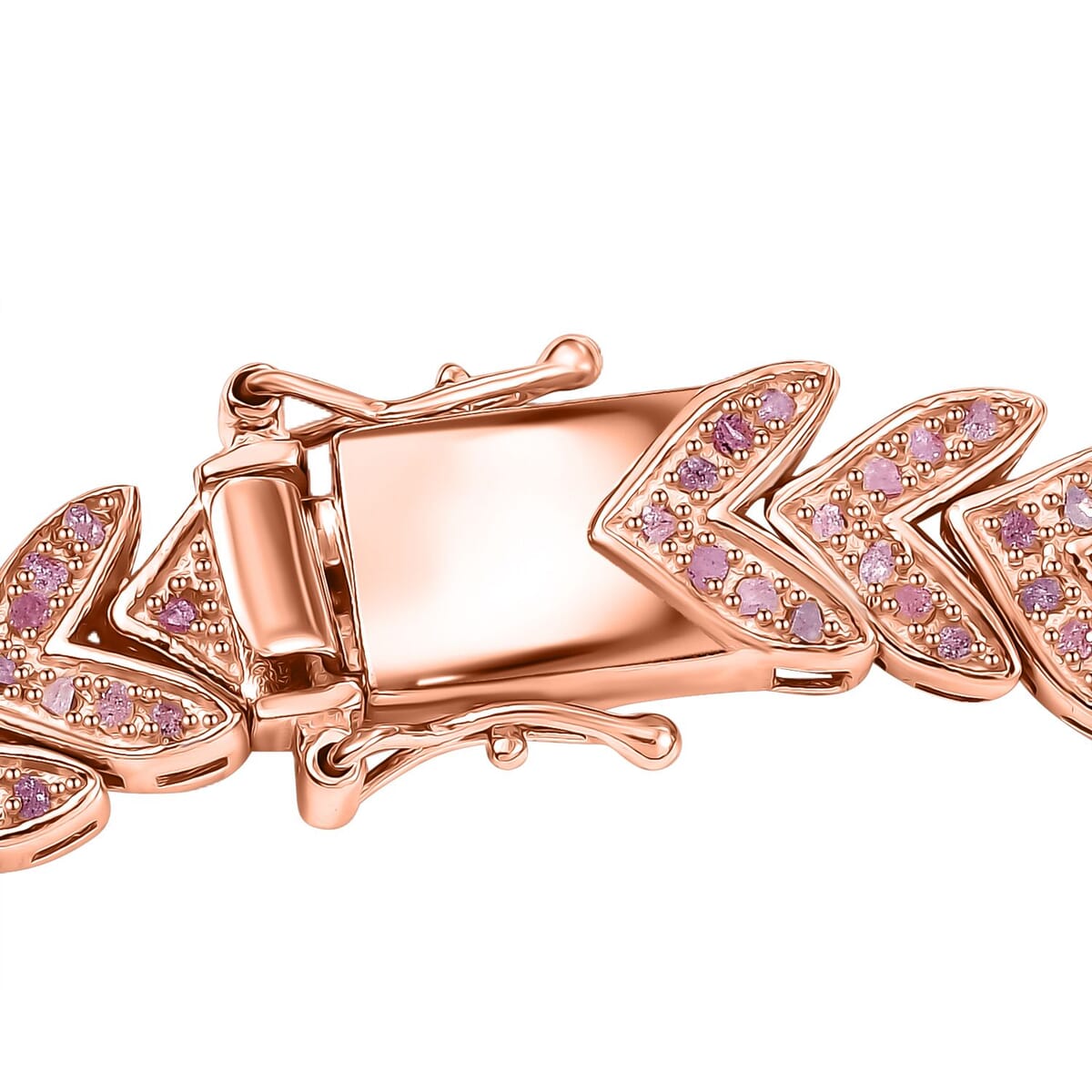 Uncut Natural Pink Diamond 1.60 ctw Arrow Link Bracelet in 18K Vermeil Rose Gold Over Sterling Silver (7.25 In) image number 3
