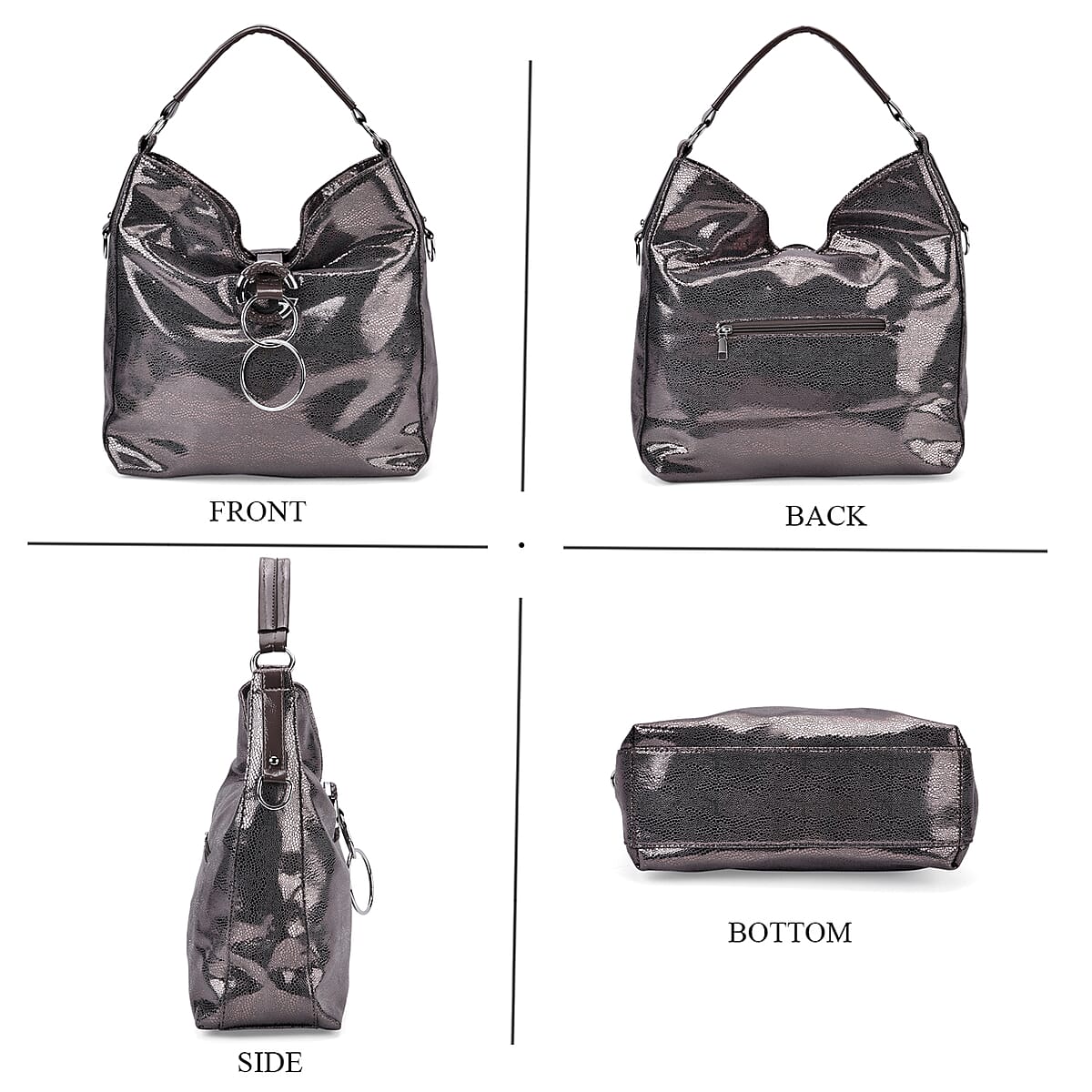 Dark Purple Shiny Faux Leather Crossbody Bag with Shoulder Strap image number 4