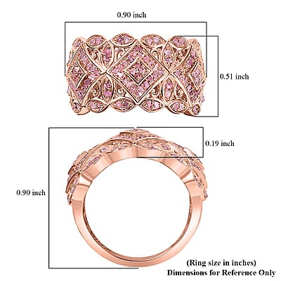 D'Joy Uncut Natural Pink Diamond 0.50 ctw Filigree Cluster Ring in 18K Vermeil Rose Gold Over Sterling Silver (Size 10.0)
