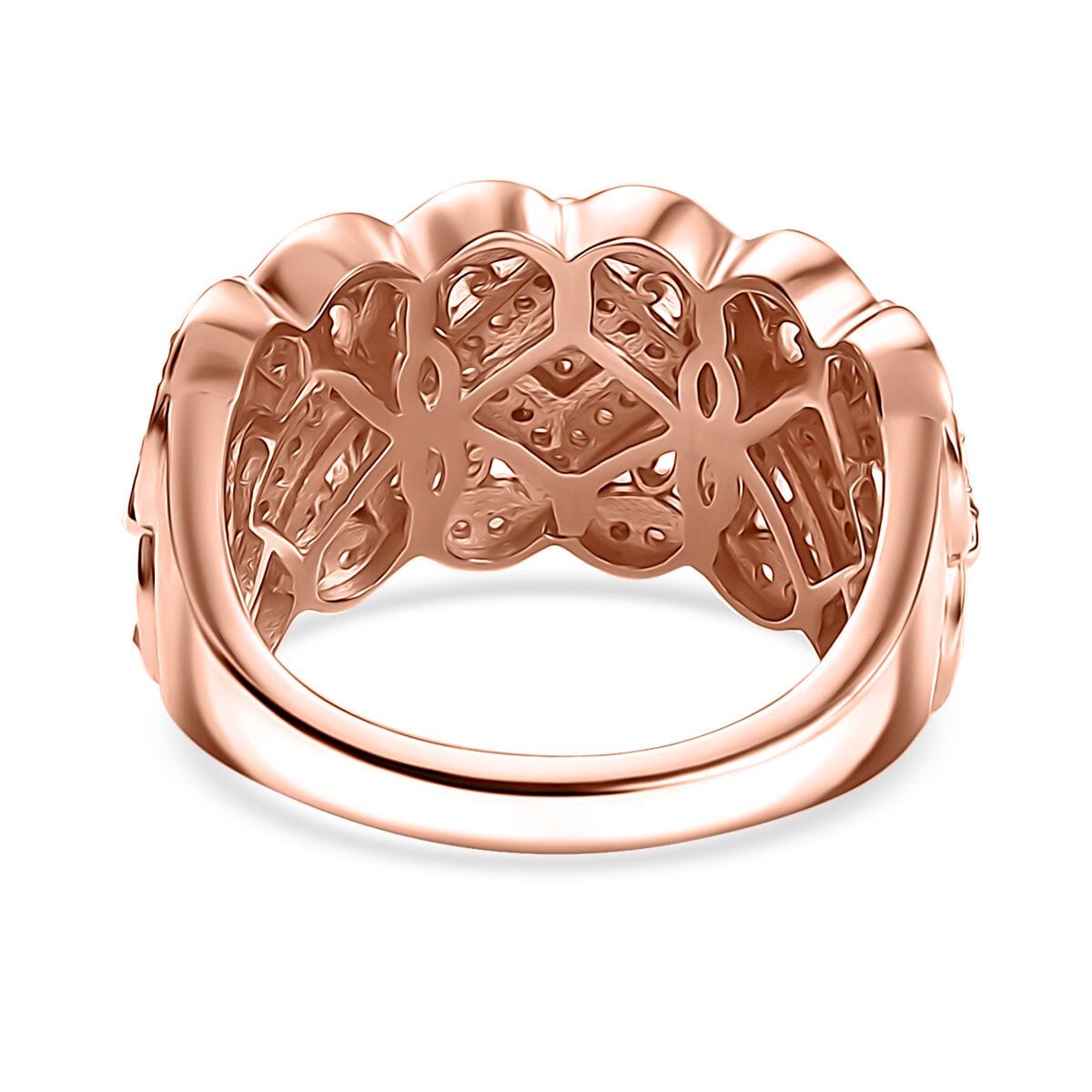 Uncut Natural Pink Diamond 0.50 ctw Filigree Cluster Ring in 18K Vermeil Rose Gold Over Sterling Silver (Size 9.0) image number 4