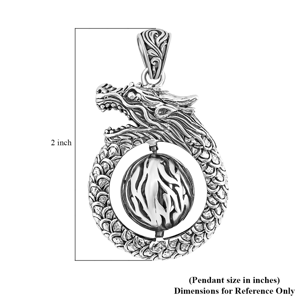Bali Legacy Sterling Dragon Pendant 15.37 Grams image number 4