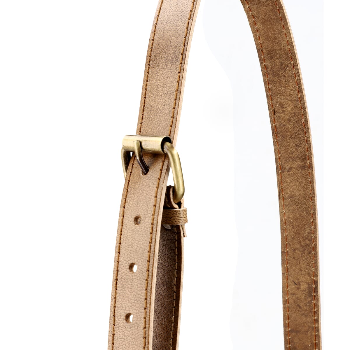 Tan Flower Pattern Genuine Leather Round Embossed Sling Bag with Adjustable Shoulder Strap (10"x3.5") image number 10