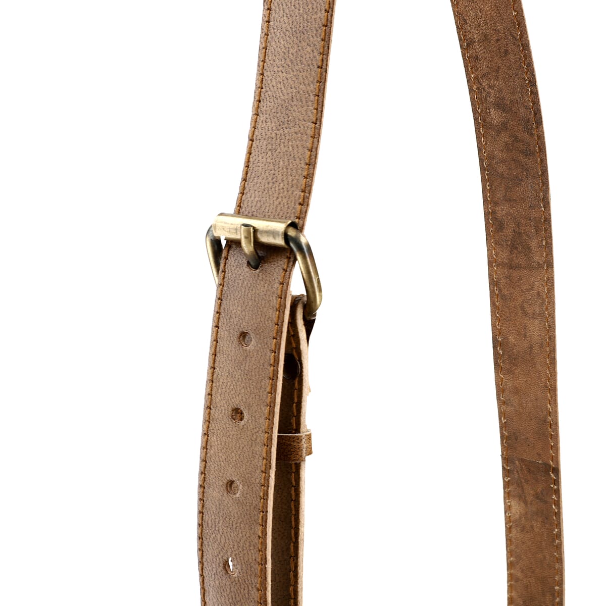 Tan Owl Pattern Genuine Leather Round Embossed Sling Bag with Adjustable Shoulder Strap image number 10