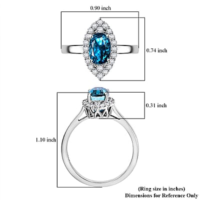Rhapsody AAAA Ratanakiri Blue Zircon and E-F VS Diamond 4.85 ctw Ring in 950 Platinum (Size 10.0) 6.55 Grams