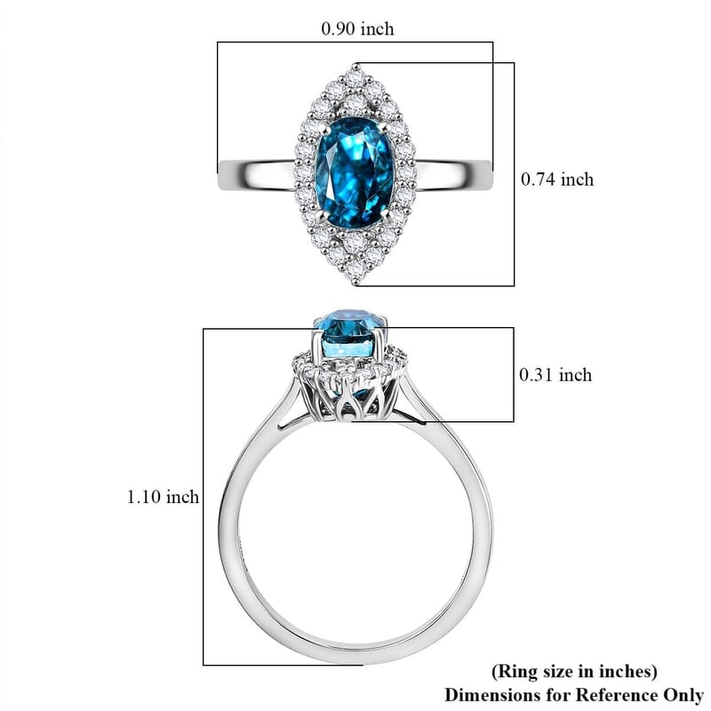 Rhapsody AAAA Ratanakiri Blue Zircon and E-F VS Diamond 4.85 ctw Ring in 950 Platinum (Size 10.0) 6.55 Grams