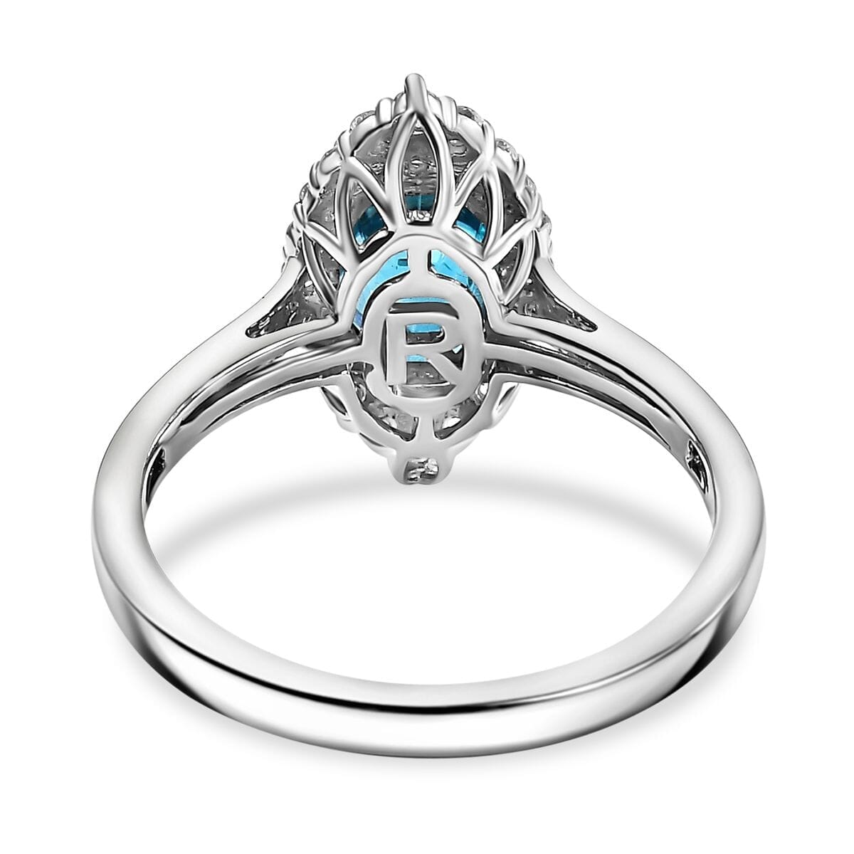 Rhapsody 950 Platinum AAAA Ratanakiri Blue Zircon, Diamond (E-F, VS) (0.43 cts) Ring (Size 7.0) (6.55 g) 4.85 ctw image number 4