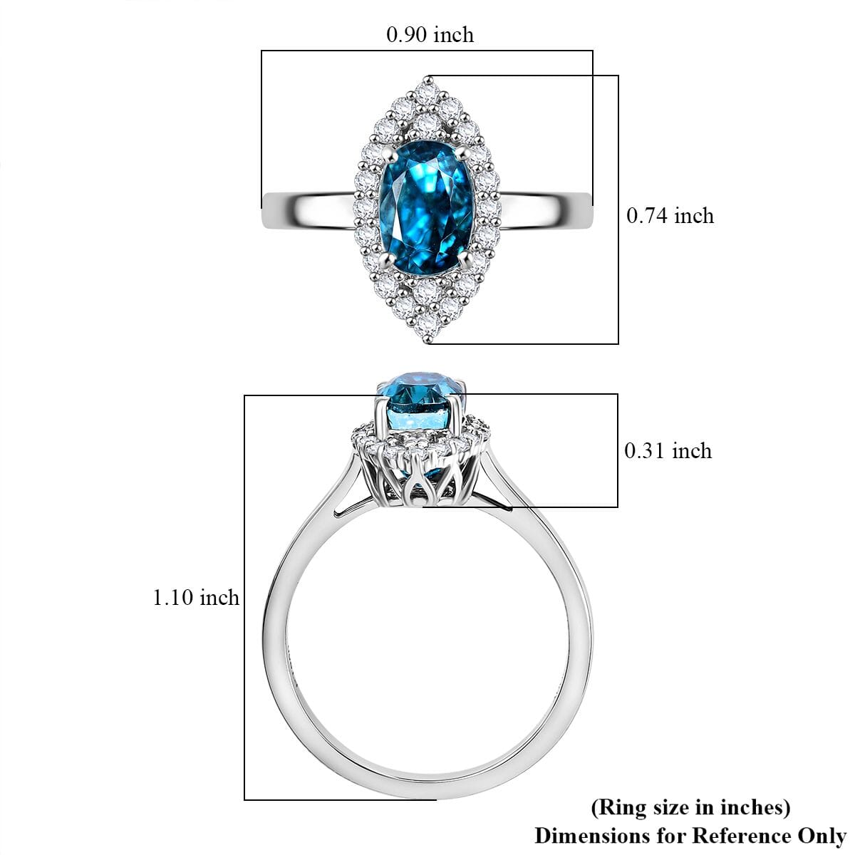 Rhapsody AAAA Ratanakiri Blue Zircon and E-F VS Diamond 4.85 ctw Ring in 950 Platinum (Size 9.0) 6.55 Grams image number 5