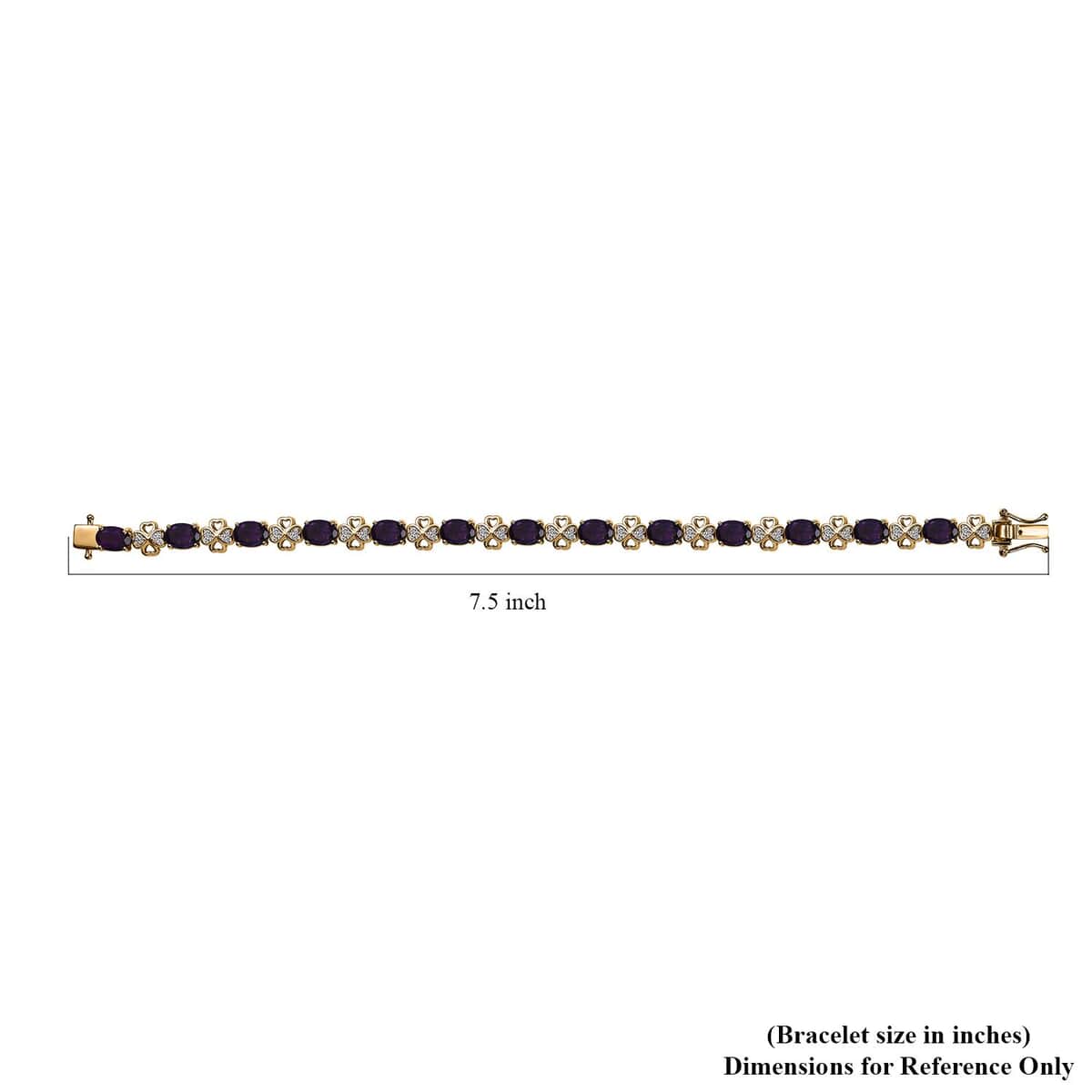 GP Amore Collection African Amethyst and White Zircon 9.90 ctw Bracelet in 18K Vermeil Yellow Gold Over Sterling Silver (7.25 In) image number 4