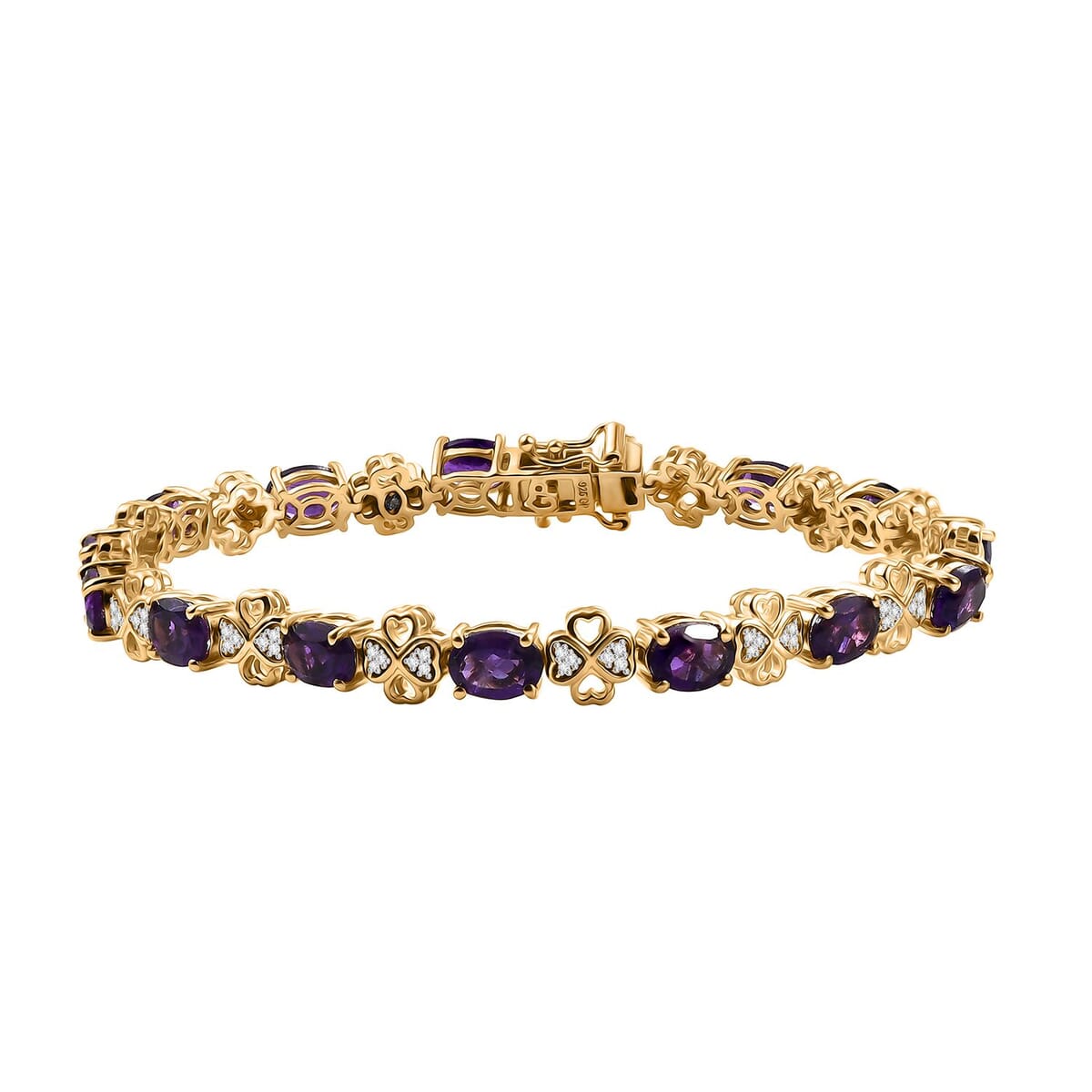 GP Amore Collection African Amethyst and White Zircon 10.65 ctw Bracelet in 18K Vermeil Yellow Gold Over Sterling Silver (8.00 In) image number 0