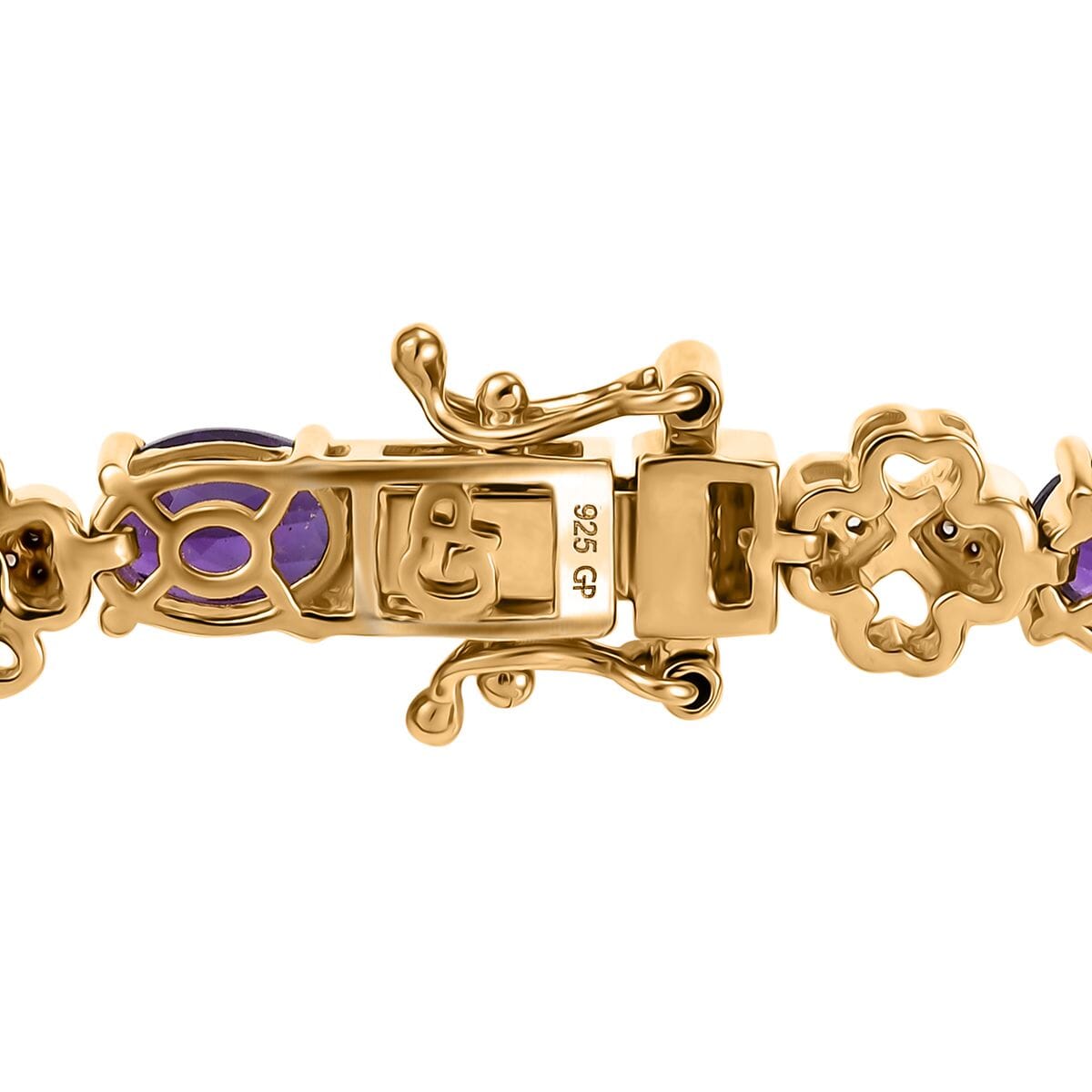 GP Amore Collection African Amethyst and White Zircon 10.65 ctw Bracelet in 18K Vermeil Yellow Gold Over Sterling Silver (8.00 In) image number 3
