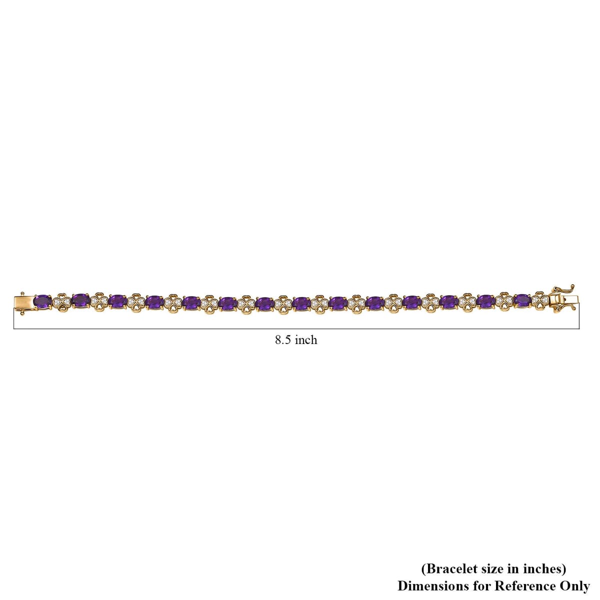 GP Amore Collection African Amethyst and White Zircon 10.65 ctw Bracelet in 18K Vermeil Yellow Gold Over Sterling Silver (8.00 In) image number 4