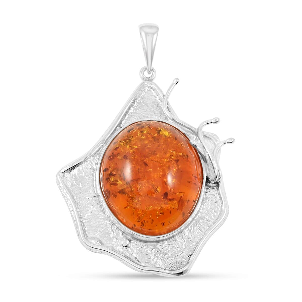 Baltic Amber Oval Shape Pendant in Sterling Silver image number 0