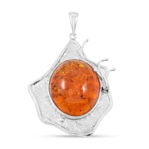 Baltic Amber Oval Shape Pendant in Sterling Silver