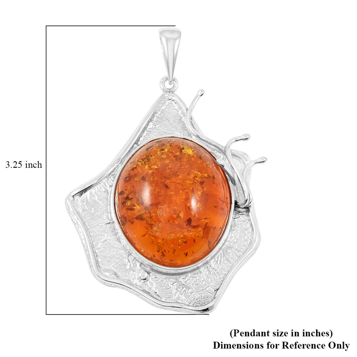 Baltic Amber Oval Shape Pendant in Sterling Silver image number 4