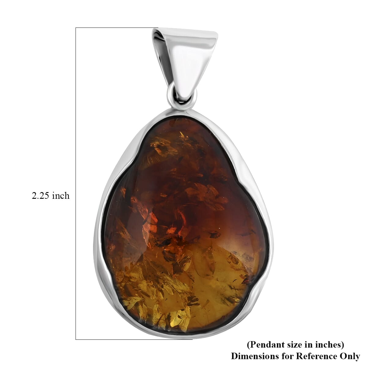 Baltic Amber Drop Shape Pendant without Chain in Sterling Silver image number 4