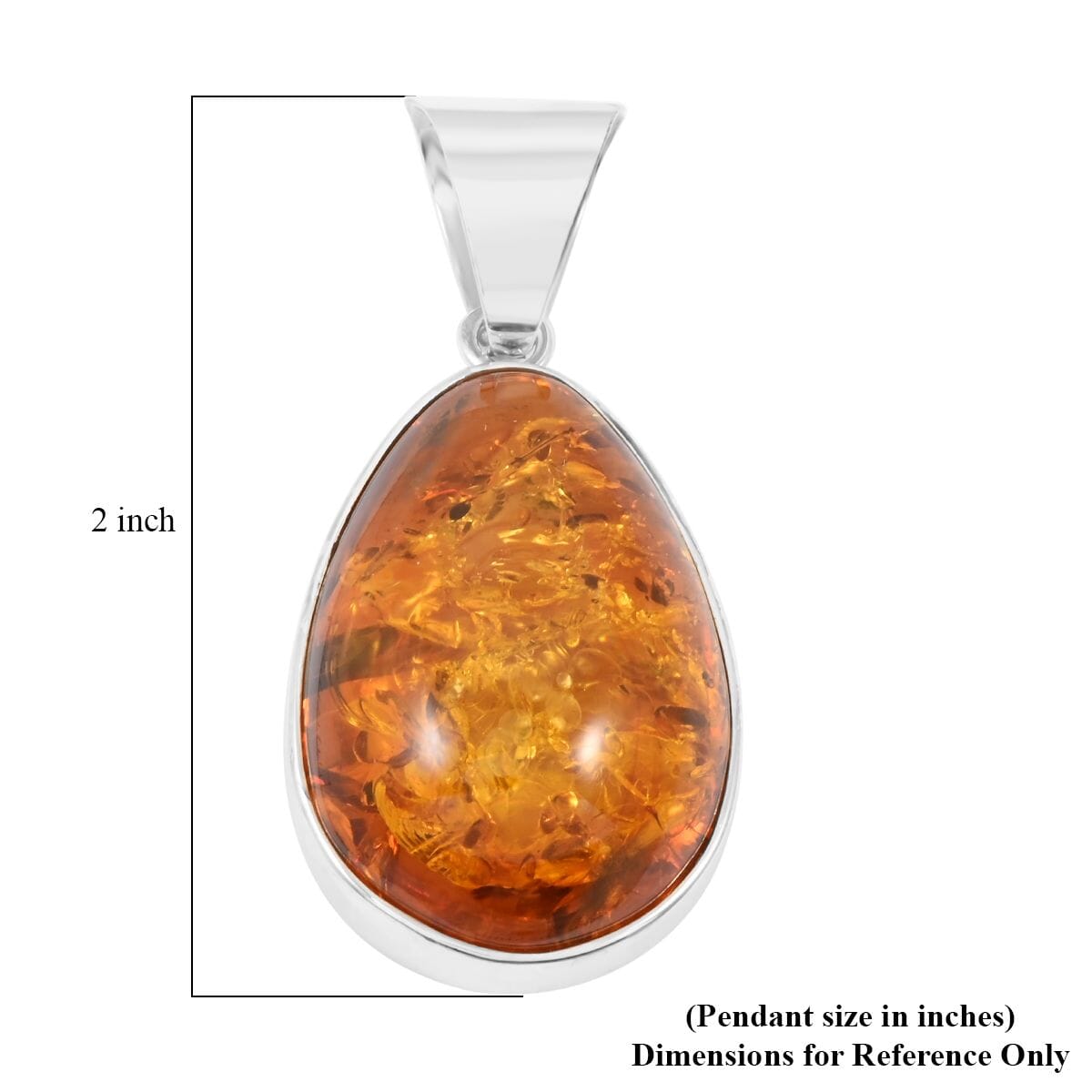 Baltic Amber Drop Shape Pendant without Chain in Sterling Silver image number 4