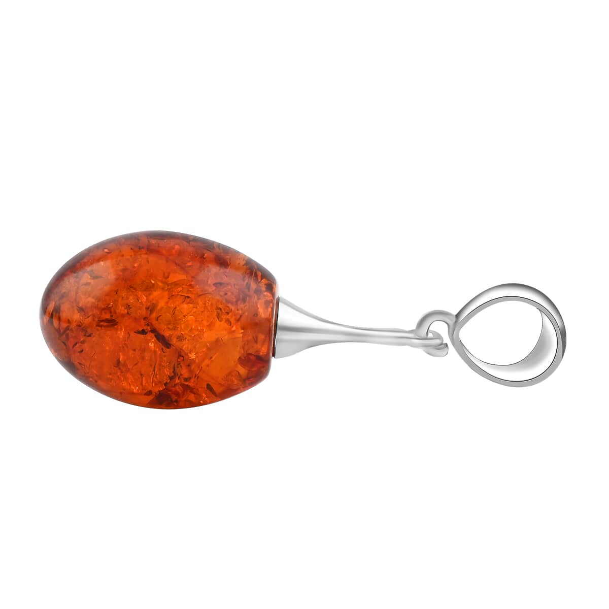 Baltic Amber Drop Shape Pendant in Sterling Silver image number 3