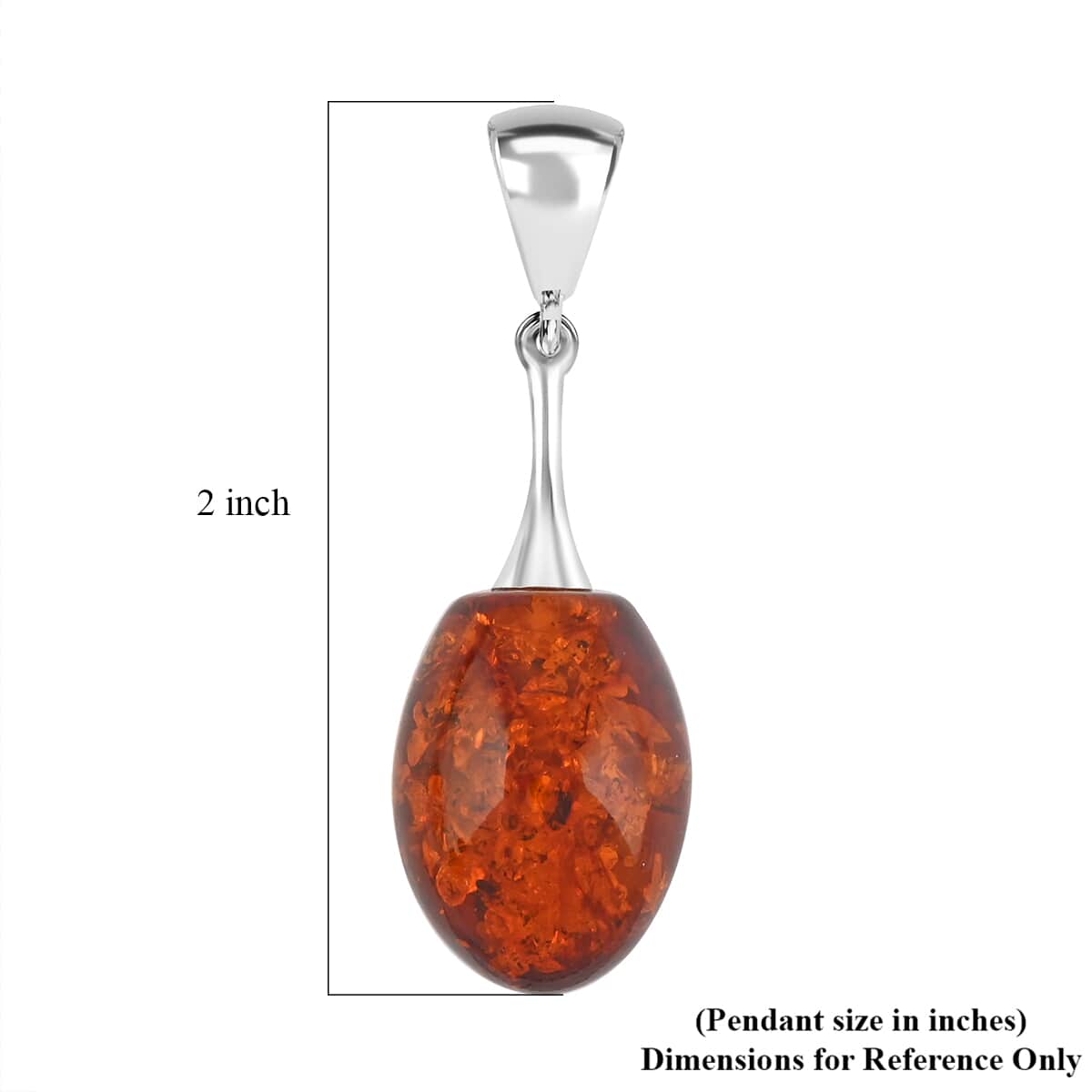 Baltic Amber Drop Shape Pendant in Sterling Silver image number 4