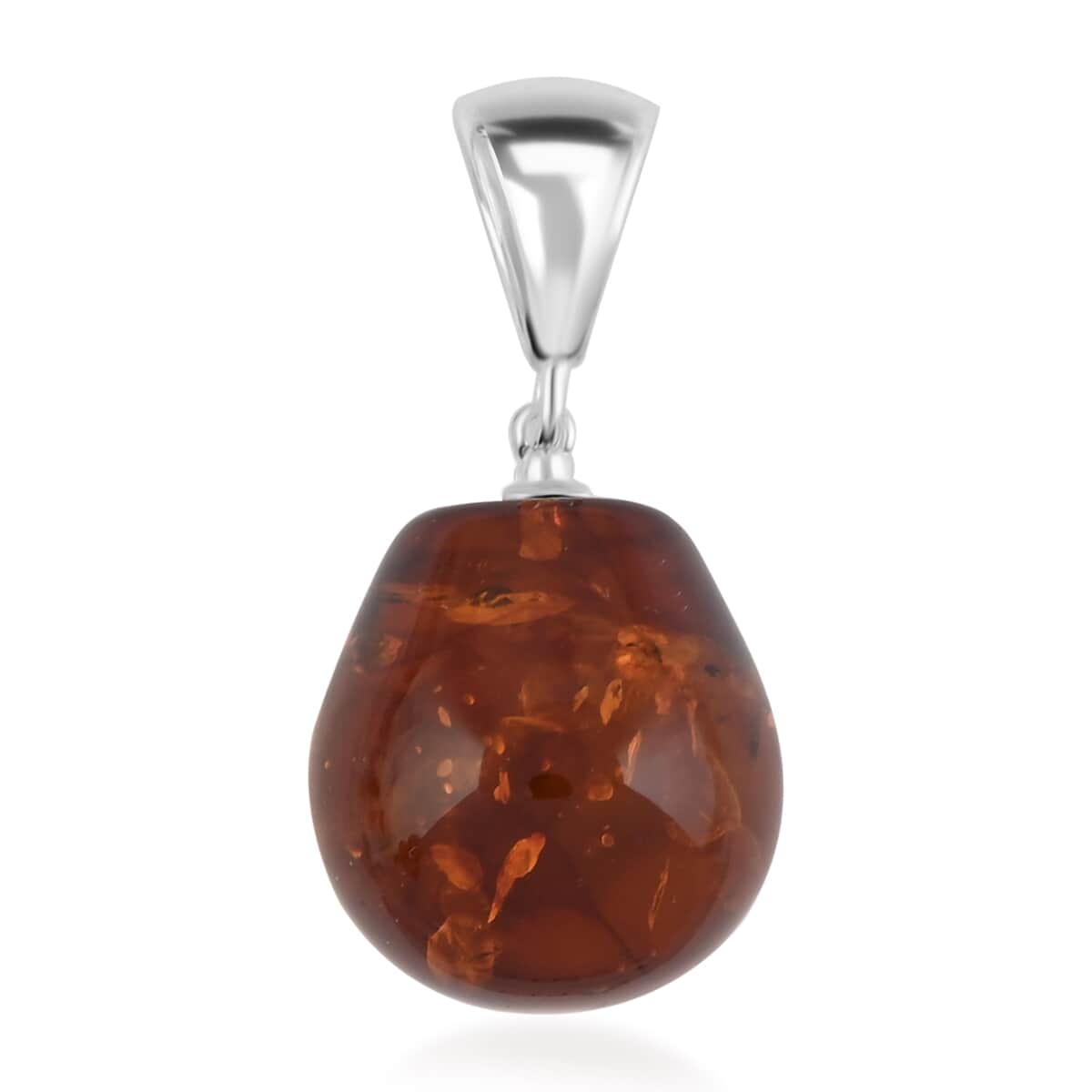 Baltic Amber Drop Shape Pendant in Sterling Silver image number 0