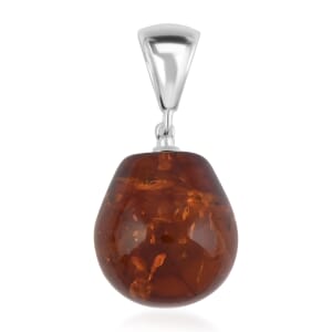 Baltic Amber Drop Shape Pendant without Chain in Sterling Silver