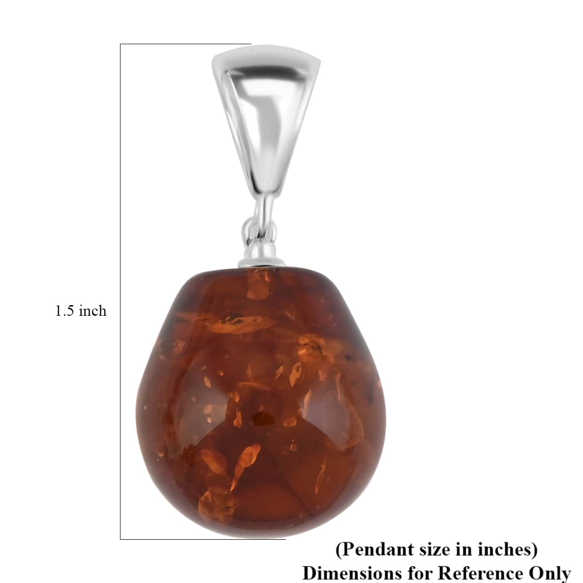 Baltic Amber Drop Shape Pendant in Sterling Silver image number 4