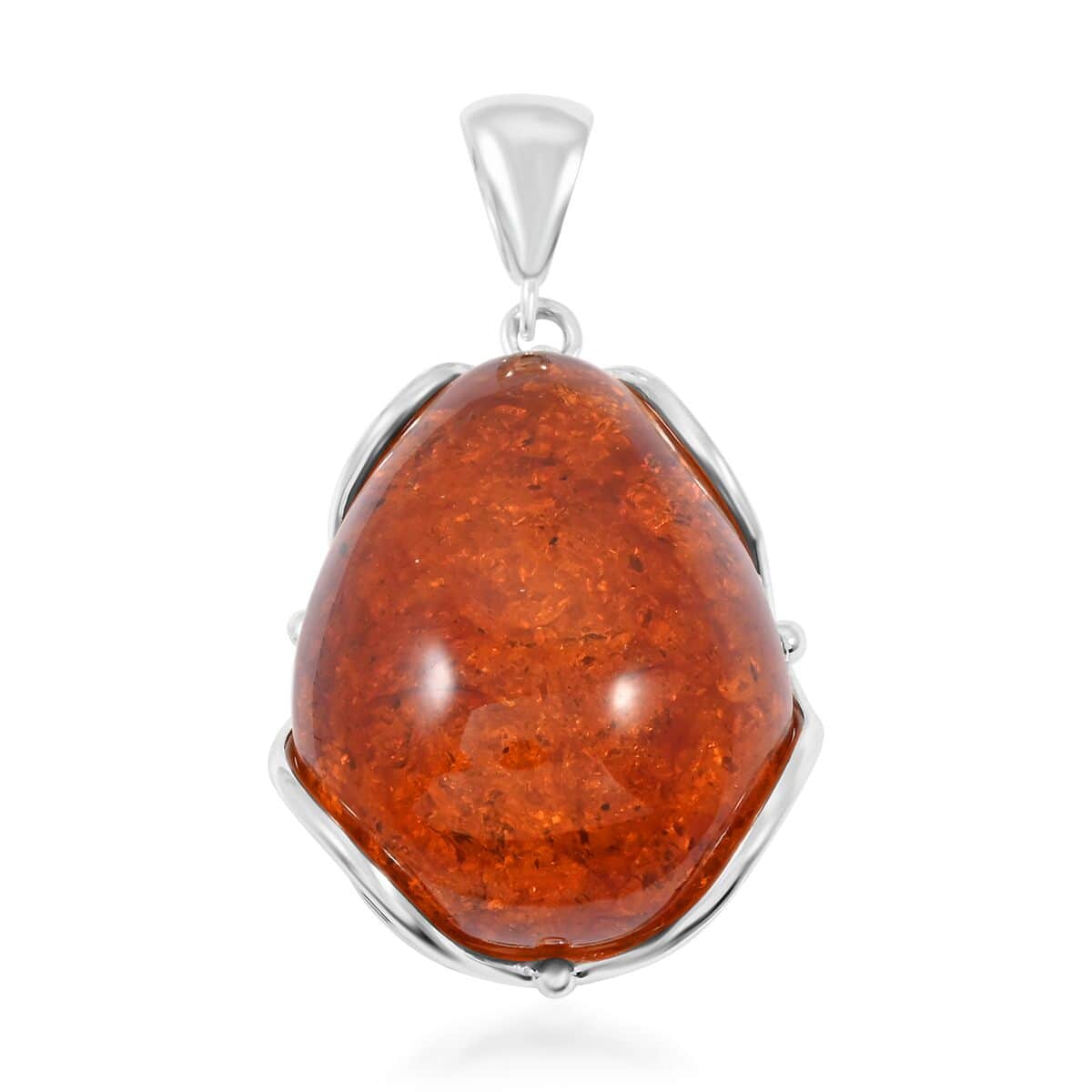 Baltic Amber Drop Shape Pendant in Sterling Silver image number 0