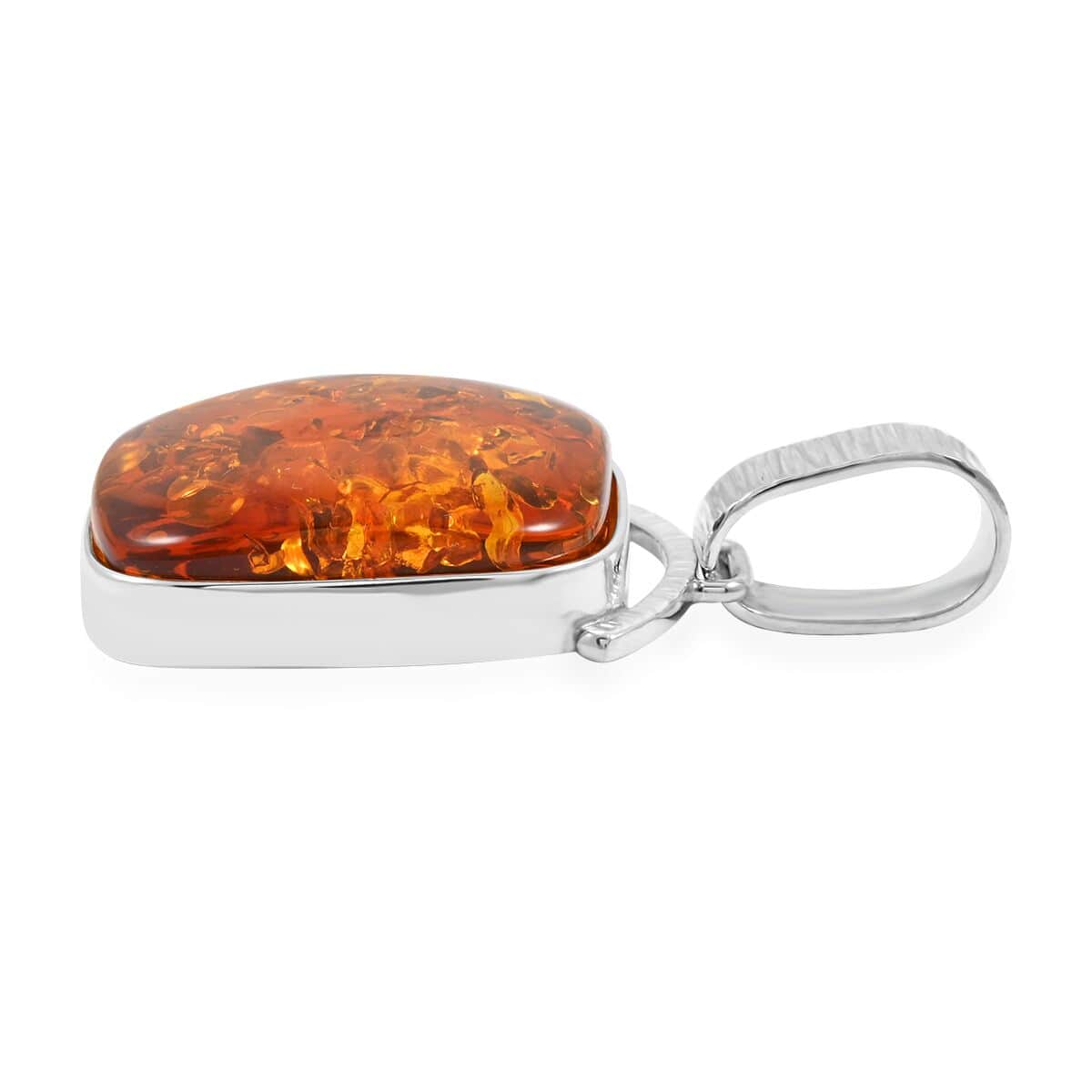 Baltic Amber Cushion Shape Pendant in Sterling Silver image number 3