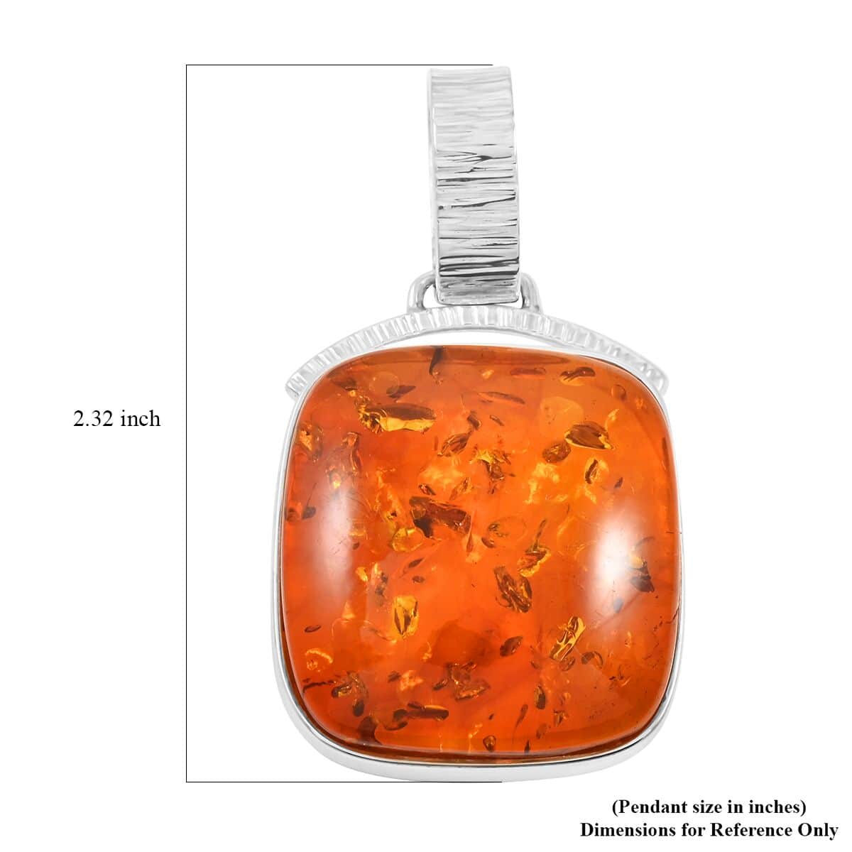 Baltic Amber Cushion Shape Pendant in Sterling Silver image number 4