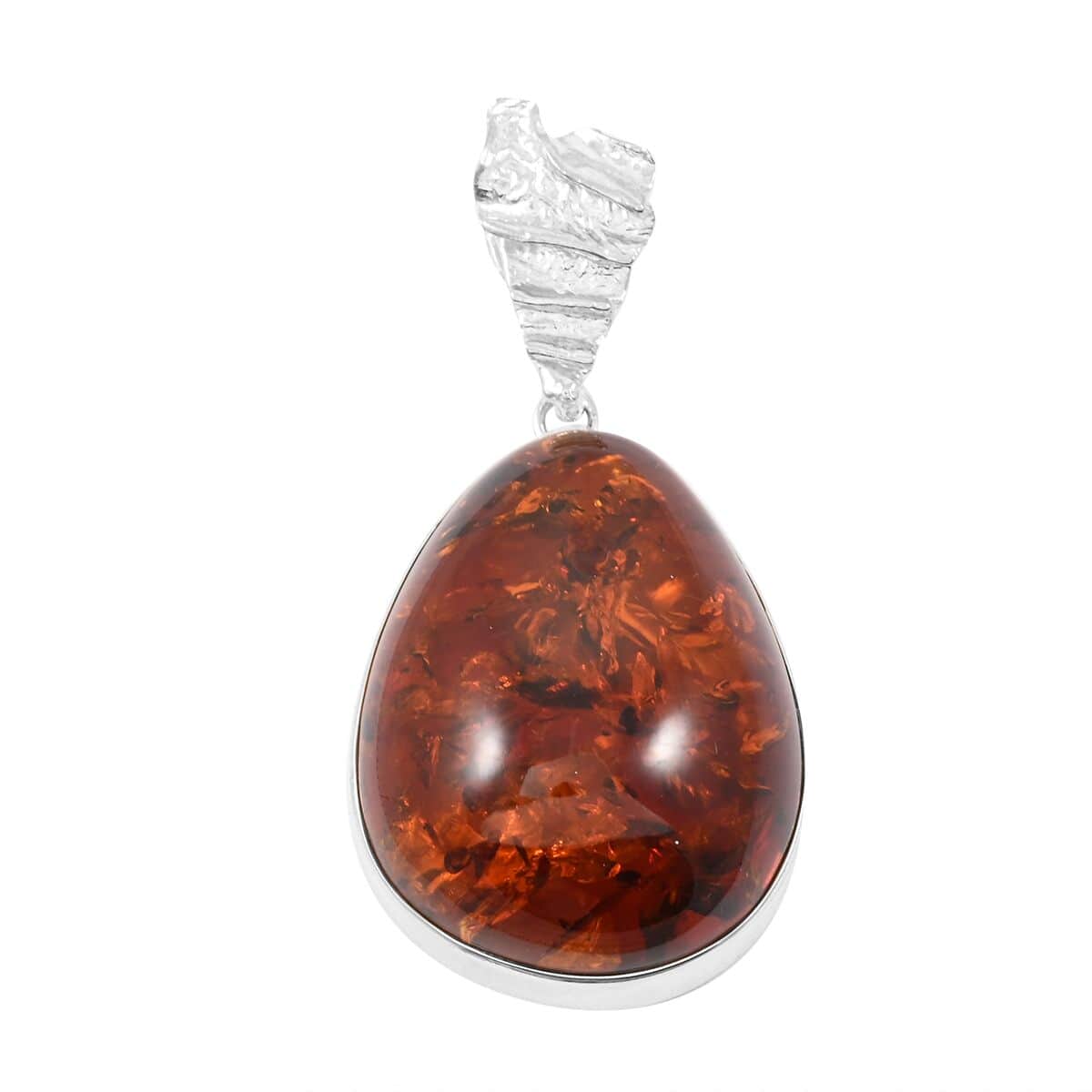 Baltic Amber Drop Shape Pendant in Sterling Silver image number 0