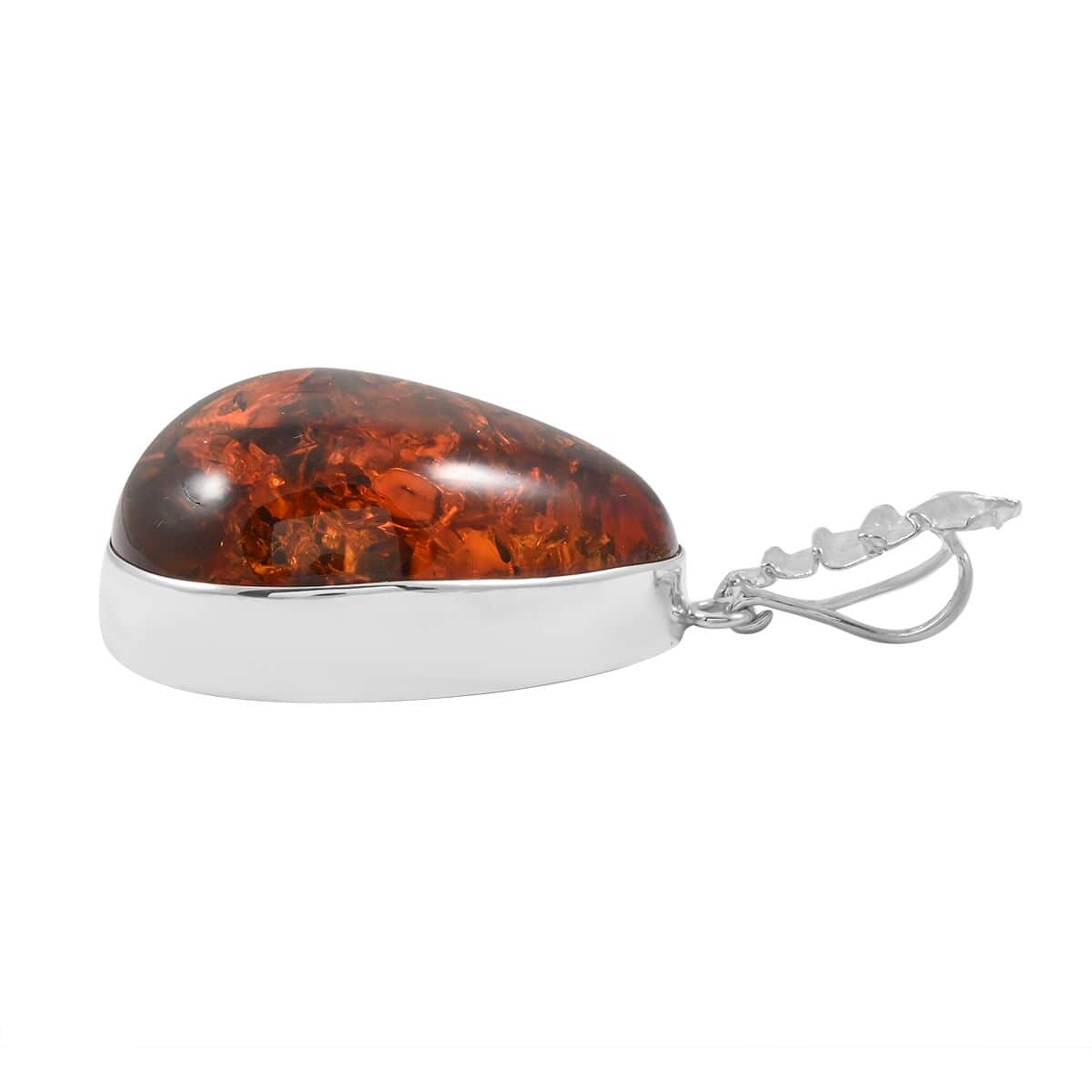 Baltic Amber Drop Shape Pendant in Sterling Silver image number 3