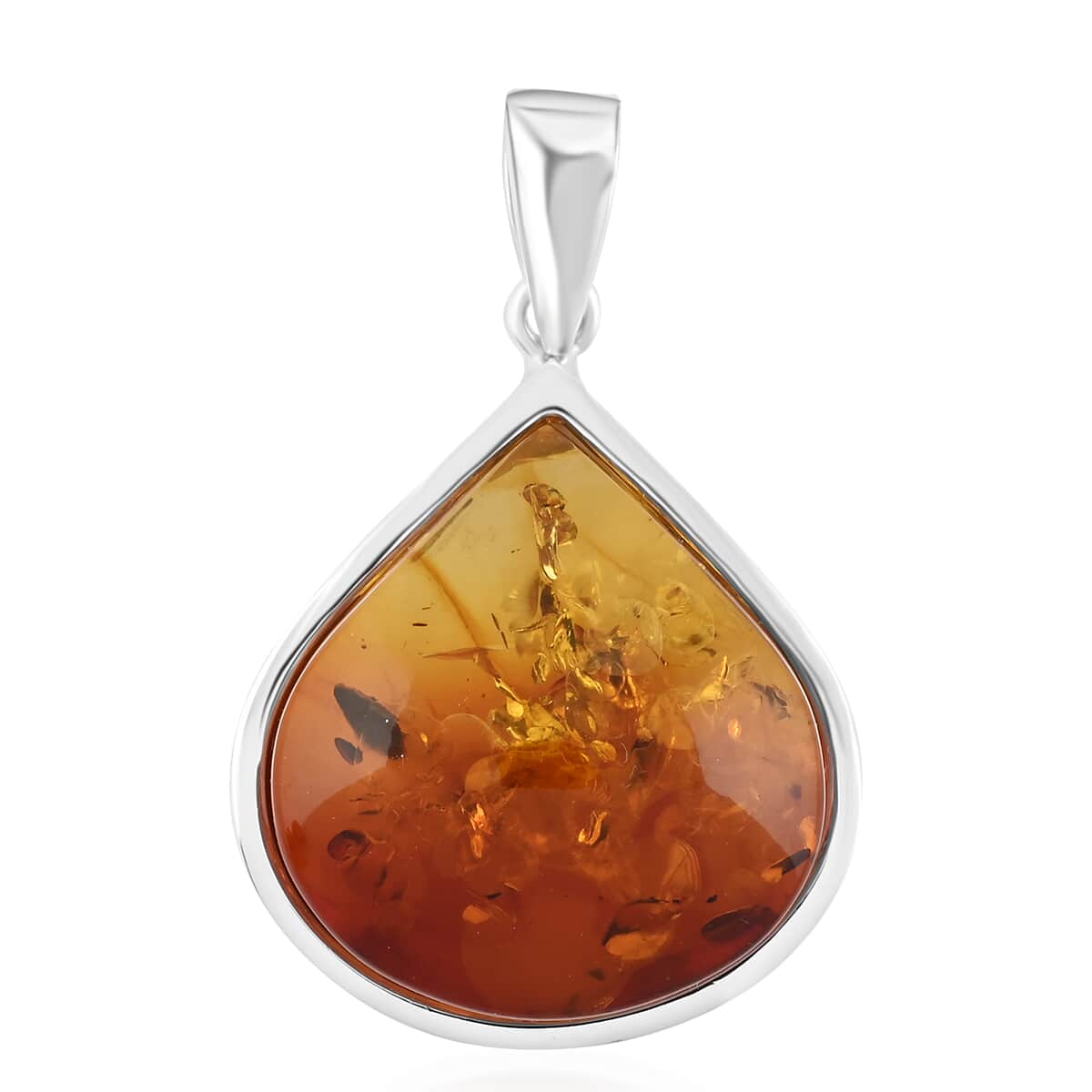 Baltic Amber Fancy Shape Pendant in Sterling Silver image number 0