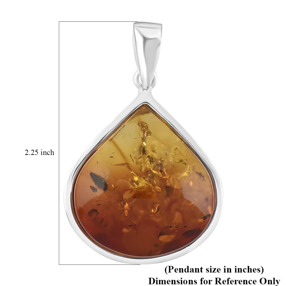 Baltic Amber Fancy Shape Pendant in Sterling Silver image number 4