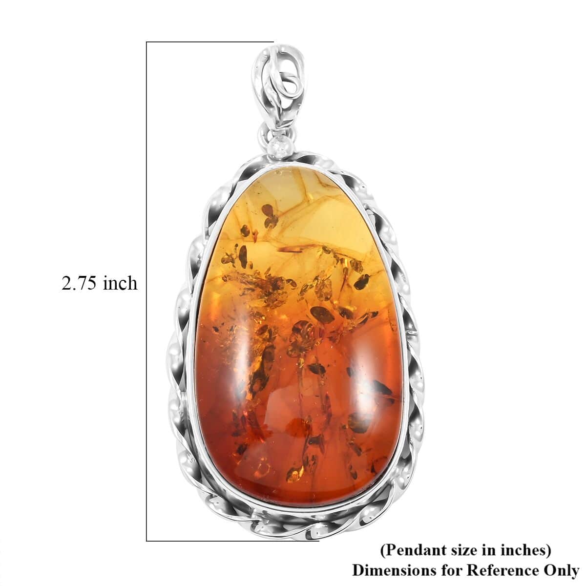 Baltic Amber Fancy Shape Pendant in Sterling Silver image number 4