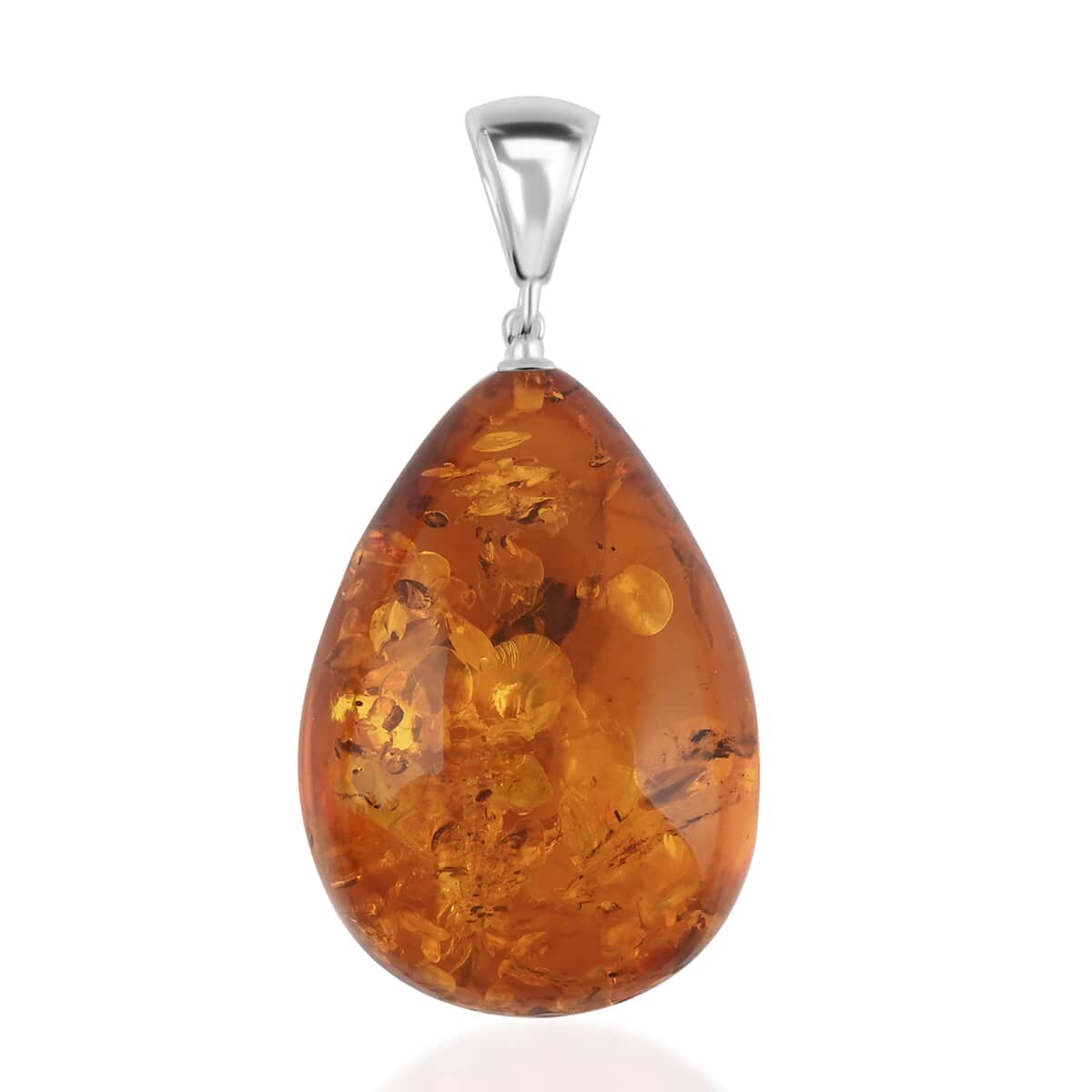 Baltic Amber Fancy Shape Pendant in Sterling Silver image number 0