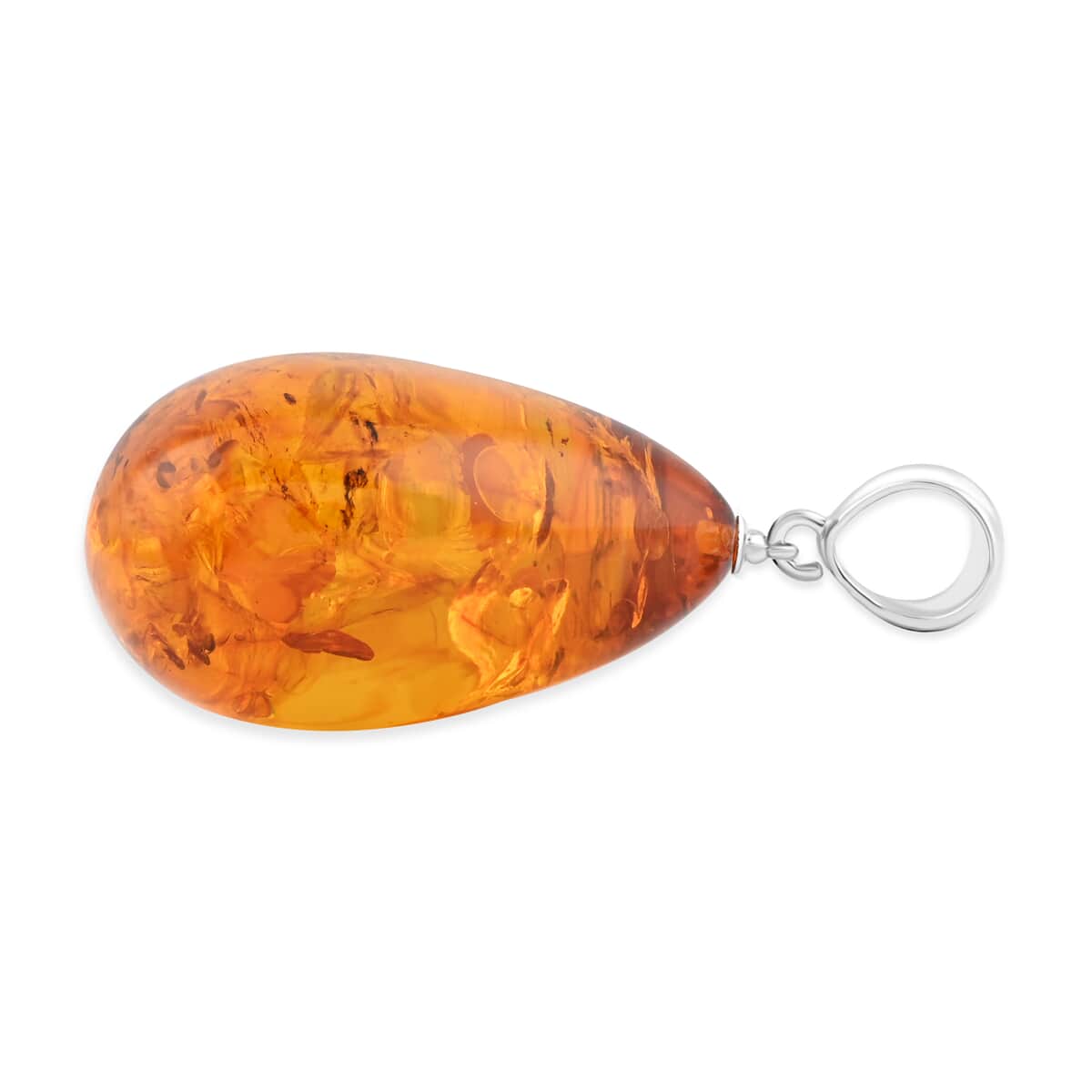 Baltic Amber Fancy Shape Pendant in Sterling Silver image number 3